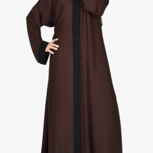 Dual Colour Plain Kimonoh Abayah - DARK BROWN